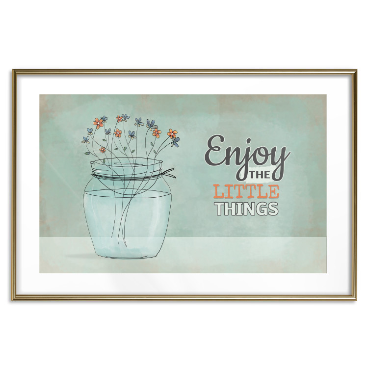 Wall Poster Flowers in a Vase - Plants in a Jar and a Vintage Sentence 146187 additionalImage 25