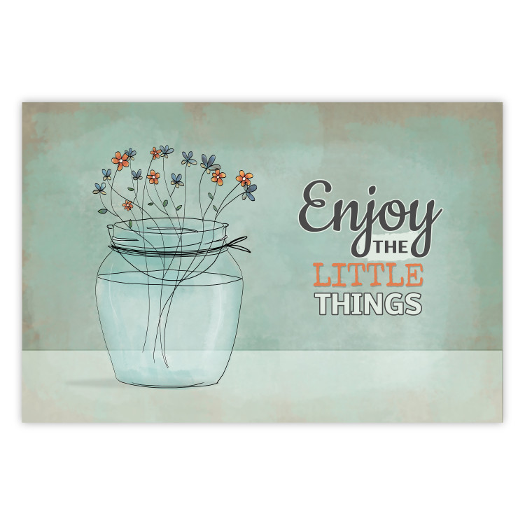Wall Poster Flowers in a Vase - Plants in a Jar and a Vintage Sentence 146187