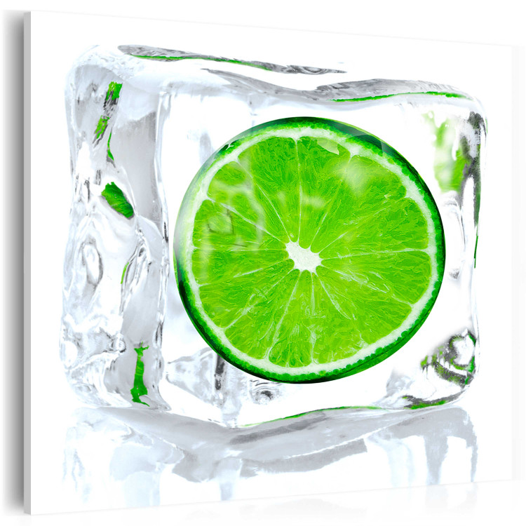 Canvas Frozen lime - still life depicting fruit frozen in ice ankle on a white background 58787 additionalImage 2