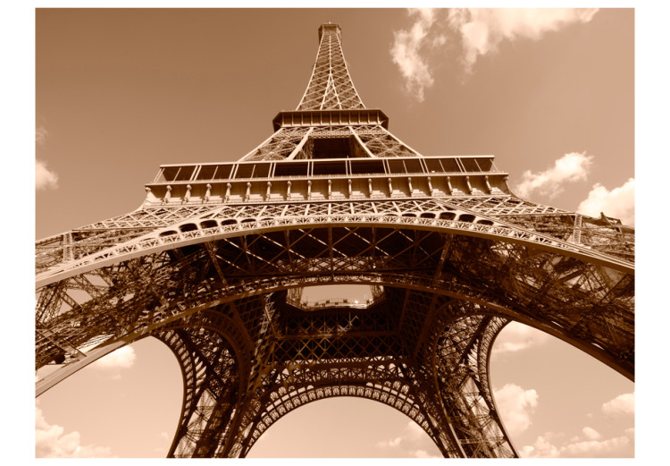 Wall Mural Urban Architecture of Paris - French Eiffel Tower from the Bottom in Sepia 59887 additionalImage 1