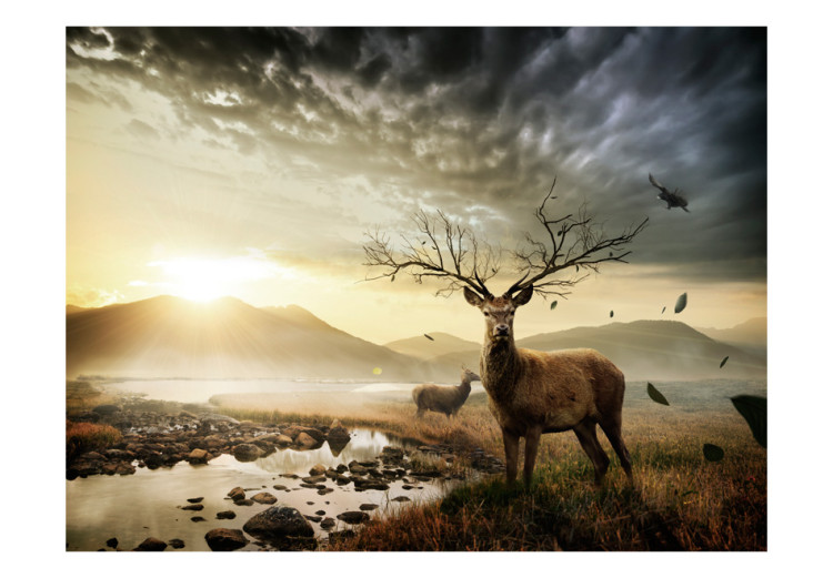 Photo Wallpaper Deers by mountain stream 60587 additionalImage 1