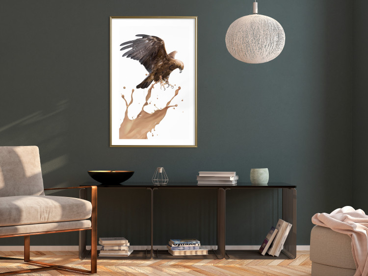 Wall Poster Eagle - Predatory bird and brown paint on a solid background 114397 additionalImage 15