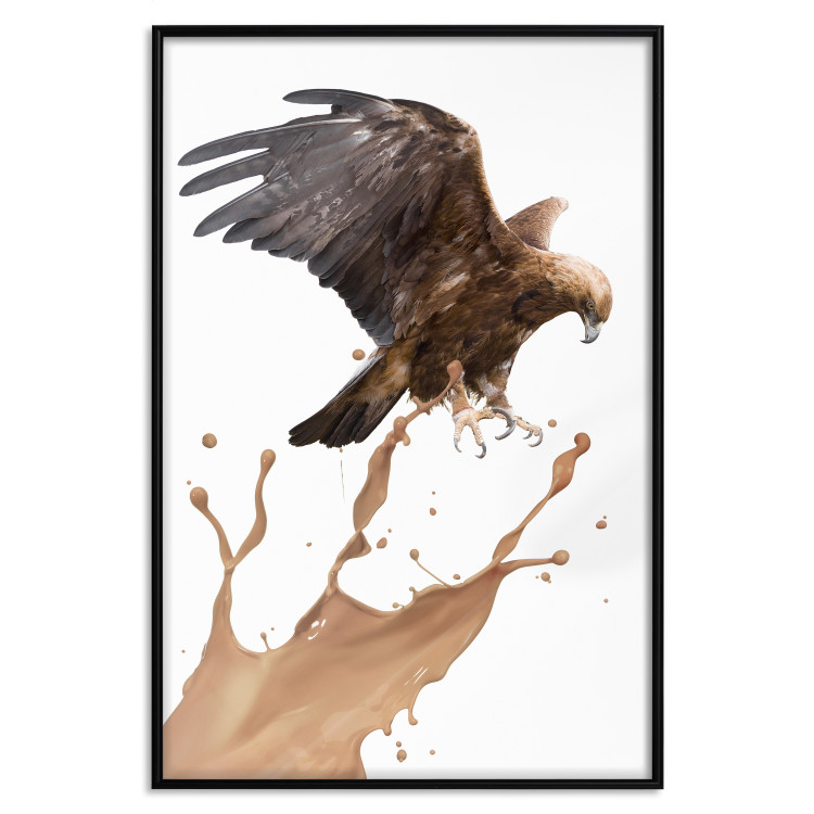 Wall Poster Eagle - Predatory bird and brown paint on a solid background 114397 additionalImage 24