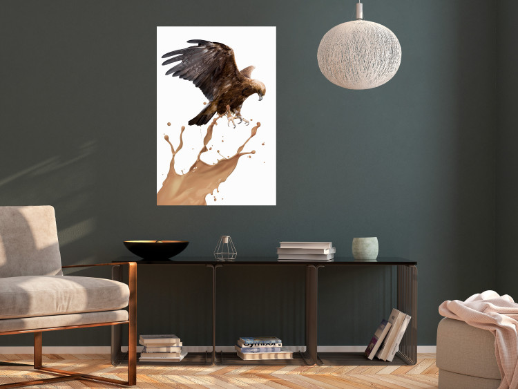 Wall Poster Eagle - Predatory bird and brown paint on a solid background 114397 additionalImage 23