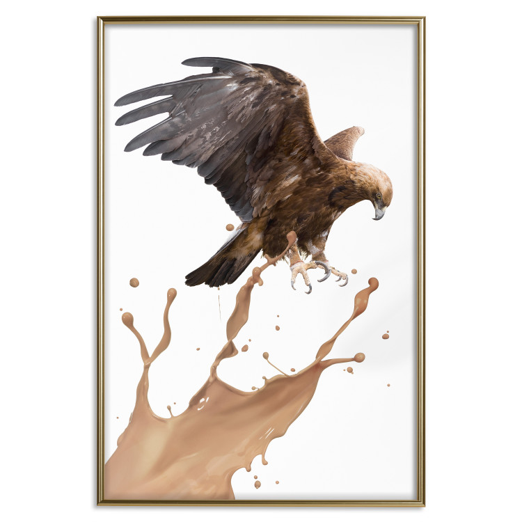 Wall Poster Eagle - Predatory bird and brown paint on a solid background 114397 additionalImage 20