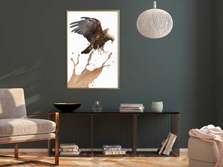 Wall Poster Eagle - Predatory bird and brown paint on a solid background 114397 additionalImage 7