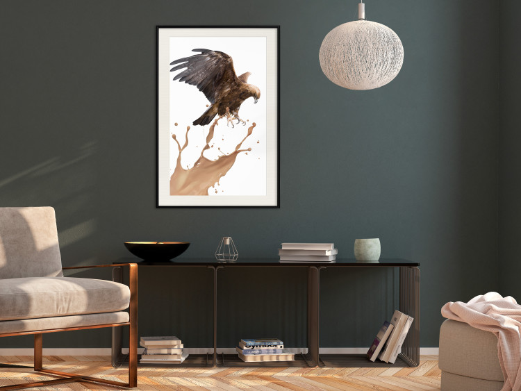 Wall Poster Eagle - Predatory bird and brown paint on a solid background 114397 additionalImage 22