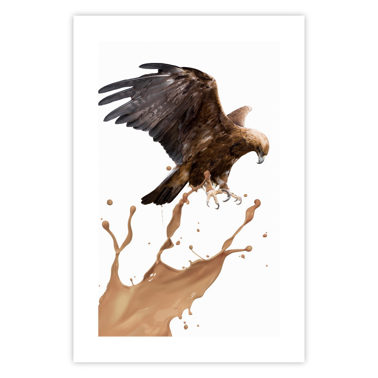 Wall Poster Eagle - Predatory bird and brown paint on a solid background 114397 additionalImage 19