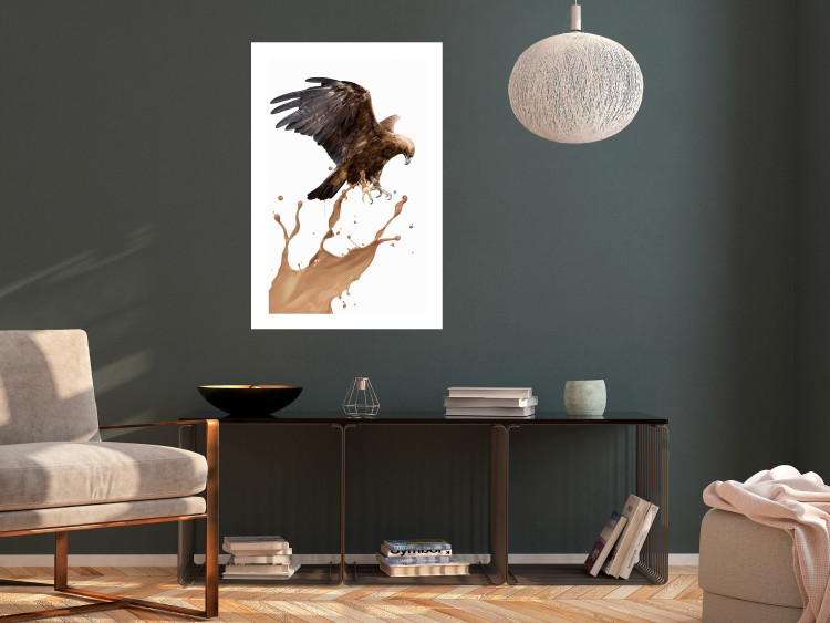Wall Poster Eagle - Predatory bird and brown paint on a solid background 114397 additionalImage 2