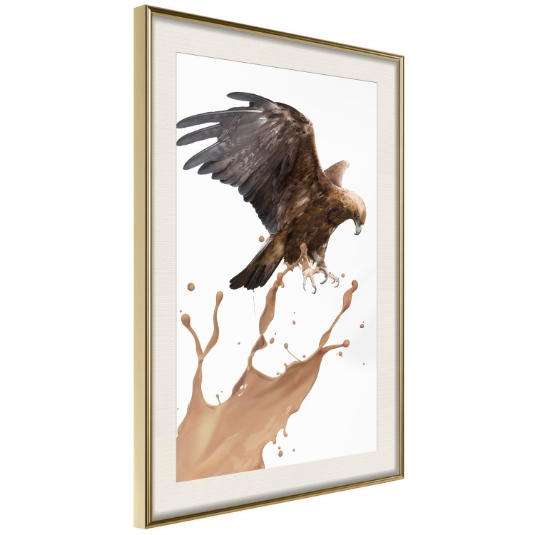 Wall Poster Eagle - Predatory bird and brown paint on a solid background 114397 additionalImage 2