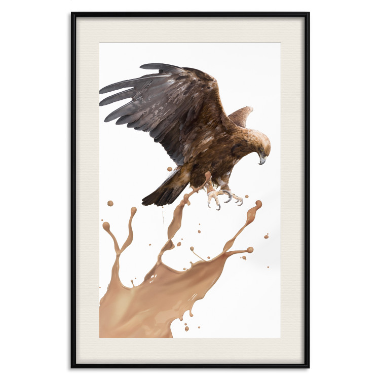 Wall Poster Eagle - Predatory bird and brown paint on a solid background 114397 additionalImage 18