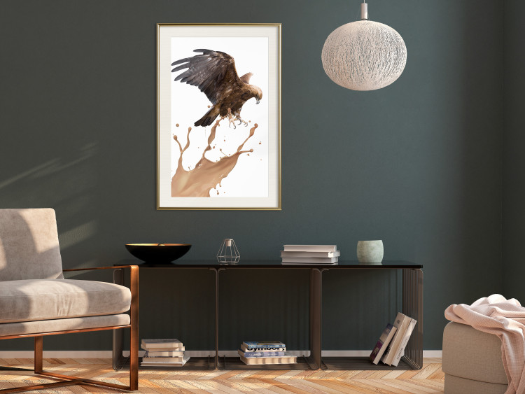 Wall Poster Eagle - Predatory bird and brown paint on a solid background 114397 additionalImage 21