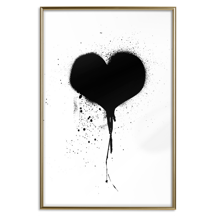 Wall Poster Broken heart - simple black and white composition with a love symbol 115097 additionalImage 20