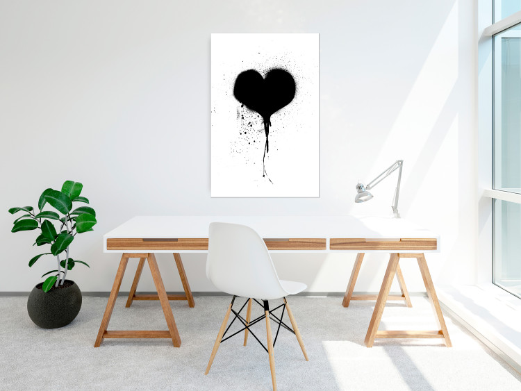 Wall Poster Broken heart - simple black and white composition with a love symbol 115097 additionalImage 17