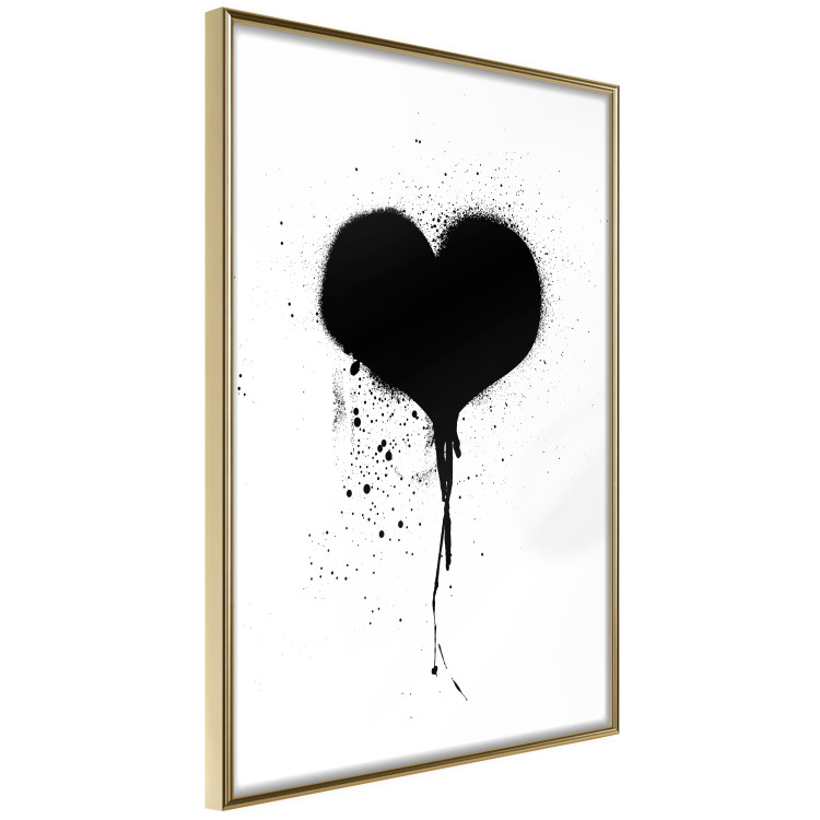 Wall Poster Broken heart - simple black and white composition with a love symbol 115097 additionalImage 12