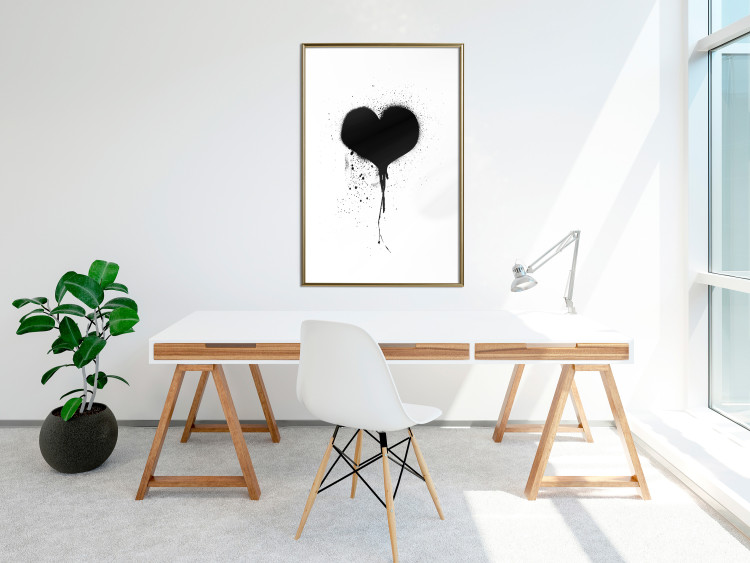 Wall Poster Broken heart - simple black and white composition with a love symbol 115097 additionalImage 13