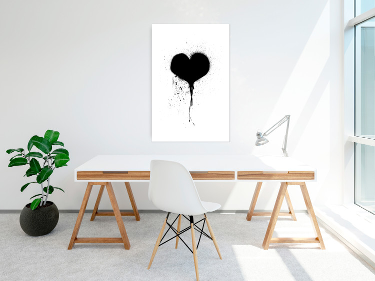 Wall Poster Broken heart - simple black and white composition with a love symbol 115097 additionalImage 2