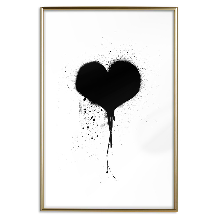 Wall Poster Broken heart - simple black and white composition with a love symbol 115097 additionalImage 14