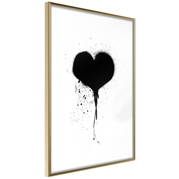 Wall Poster Broken heart - simple black and white composition with a love symbol 115097 additionalImage 6