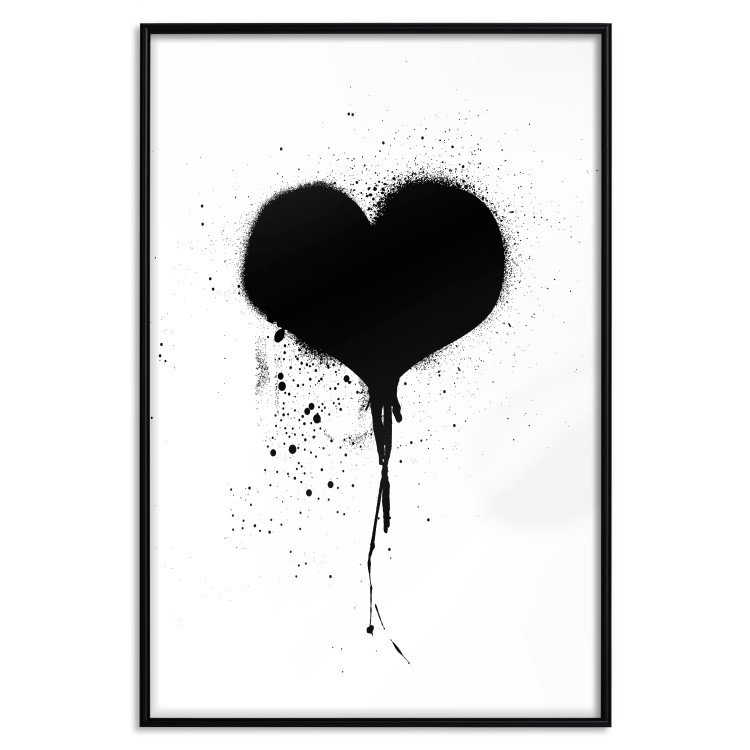 Wall Poster Broken heart - simple black and white composition with a love symbol 115097 additionalImage 24