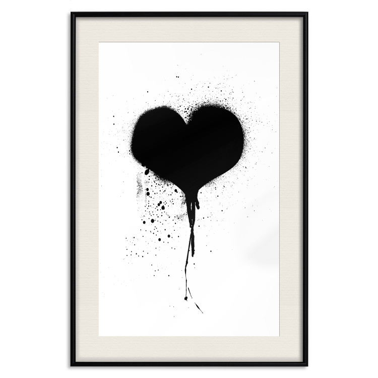Wall Poster Broken heart - simple black and white composition with a love symbol 115097 additionalImage 18