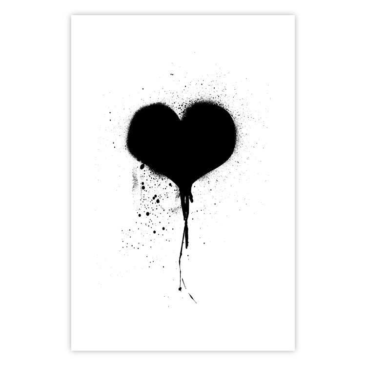 Wall Poster Broken heart - simple black and white composition with a love symbol 115097 additionalImage 25