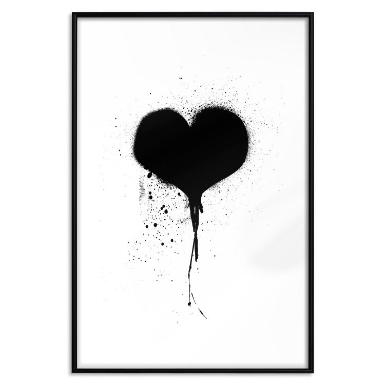 Wall Poster Broken heart - simple black and white composition with a love symbol 115097 additionalImage 15