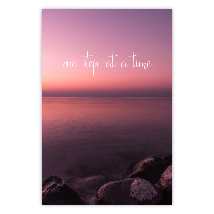 Wall Poster One step at a time - English texts on a seascape background 115297