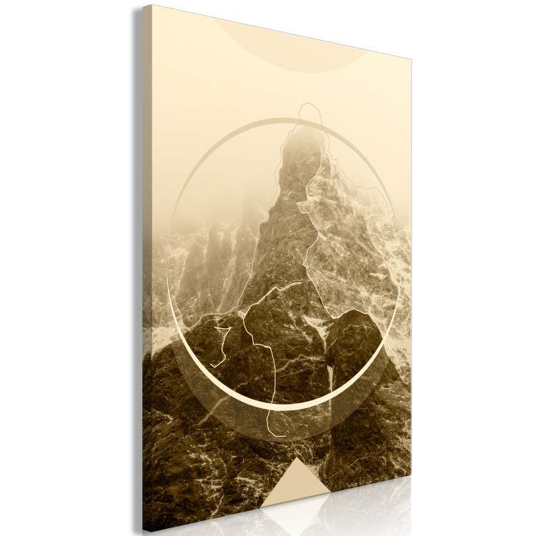 Canvas Art Print Sepia Mountains - a geometric landscape of rocky mountain peaks 117197 additionalImage 2