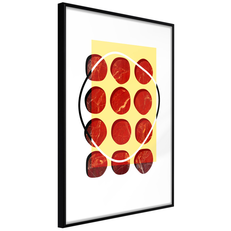 Wall Poster Twelve Steaks - unique abstraction in red circles on a yellow background 117397 additionalImage 11