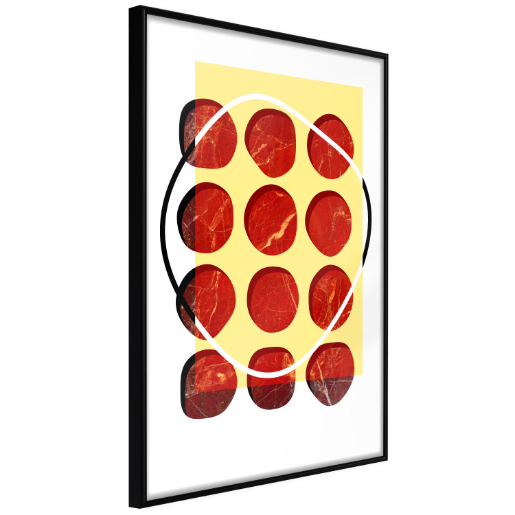 Wall Poster Twelve Steaks - unique abstraction in red circles on a yellow background 117397 additionalImage 10