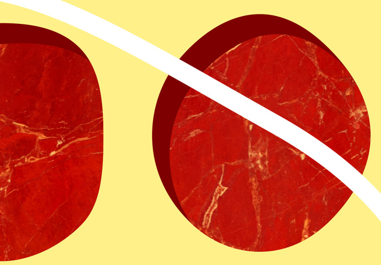 Wall Poster Twelve Steaks - unique abstraction in red circles on a yellow background 117397 additionalImage 9