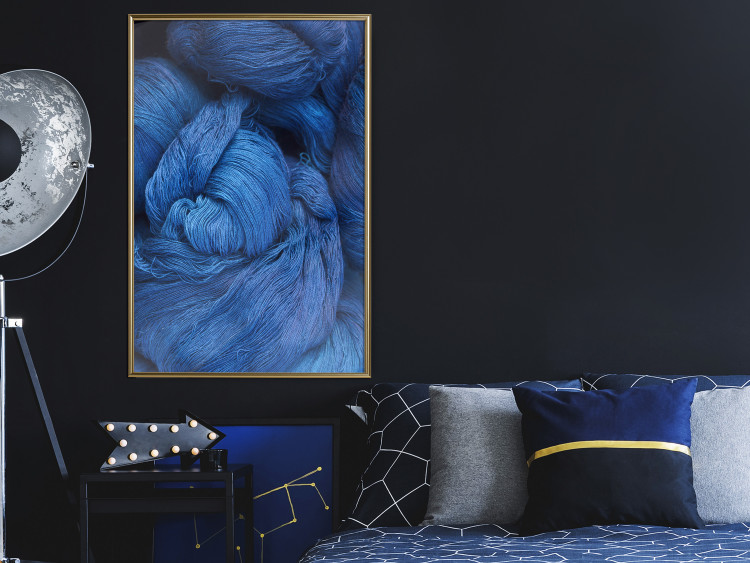 Wall Poster Blue Yarn - winter composition with a ball of navy wool 117597 additionalImage 7