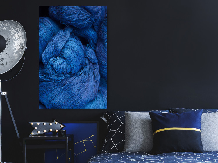 Wall Poster Blue Yarn - winter composition with a ball of navy wool 117597 additionalImage 17