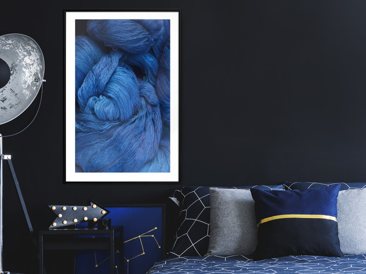 Wall Poster Blue Yarn - winter composition with a ball of navy wool 117597 additionalImage 6