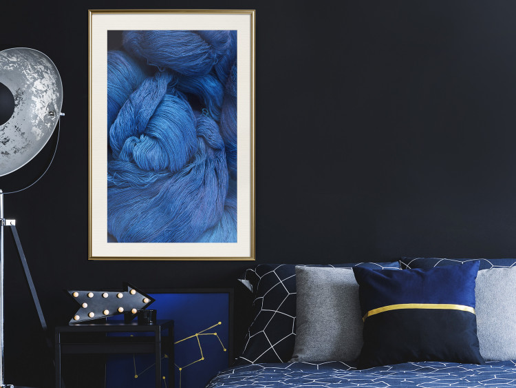 Wall Poster Blue Yarn - winter composition with a ball of navy wool 117597 additionalImage 21