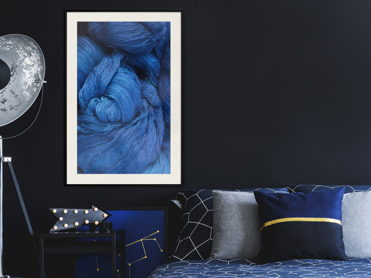 Wall Poster Blue Yarn - winter composition with a ball of navy wool 117597 additionalImage 22