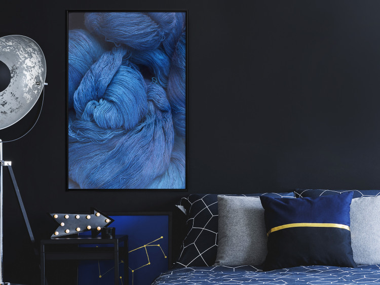 Wall Poster Blue Yarn - winter composition with a ball of navy wool 117597 additionalImage 5