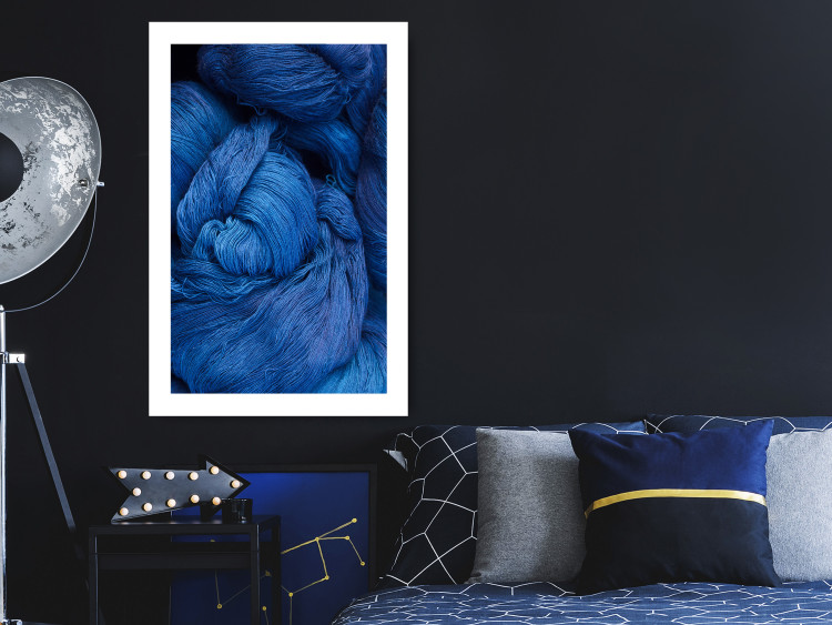 Wall Poster Blue Yarn - winter composition with a ball of navy wool 117597 additionalImage 2