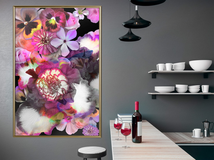 Poster Harmony of Colors - composition with various colorful flowers on a black background 117997 additionalImage 11