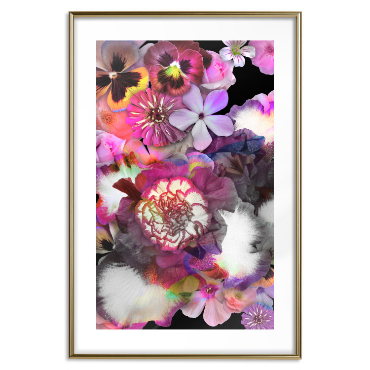 Poster Harmony of Colors - composition with various colorful flowers on a black background 117997 additionalImage 14