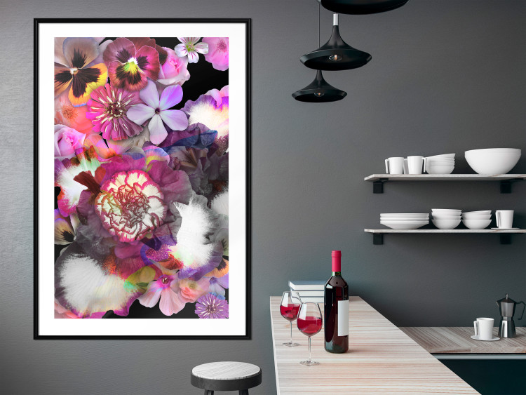Poster Harmony of Colors - composition with various colorful flowers on a black background 117997 additionalImage 10