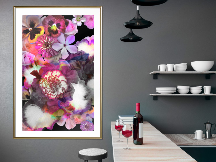 Poster Harmony of Colors - composition with various colorful flowers on a black background 117997 additionalImage 13