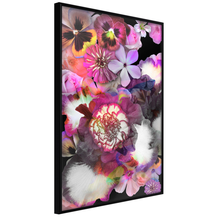 Poster Harmony of Colors - composition with various colorful flowers on a black background 117997 additionalImage 3