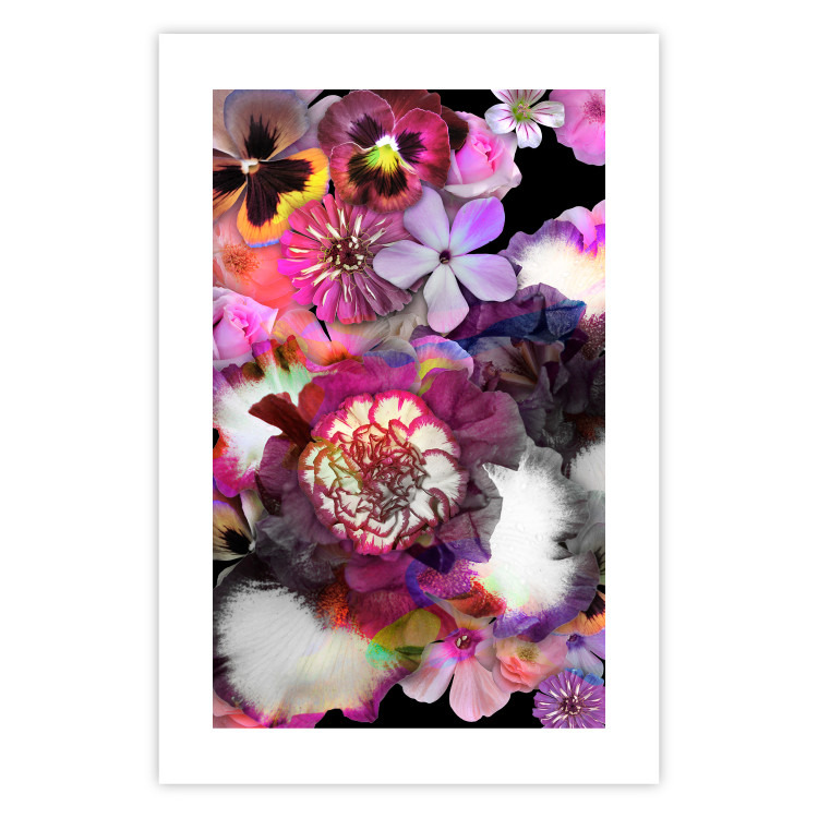 Poster Harmony of Colors - composition with various colorful flowers on a black background 117997 additionalImage 19