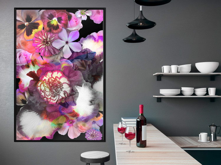Poster Harmony of Colors - composition with various colorful flowers on a black background 117997 additionalImage 8