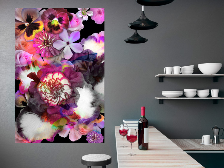 Poster Harmony of Colors - composition with various colorful flowers on a black background 117997 additionalImage 17