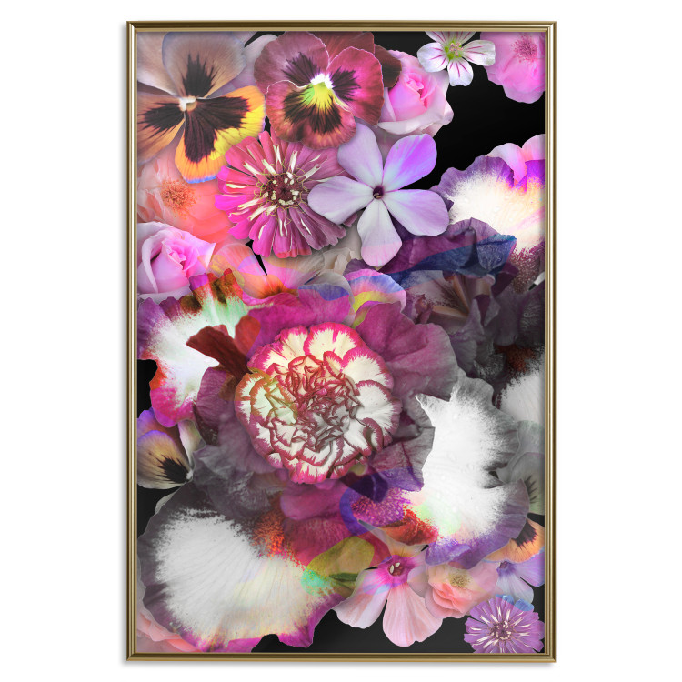 Poster Harmony of Colors - composition with various colorful flowers on a black background 117997 additionalImage 16