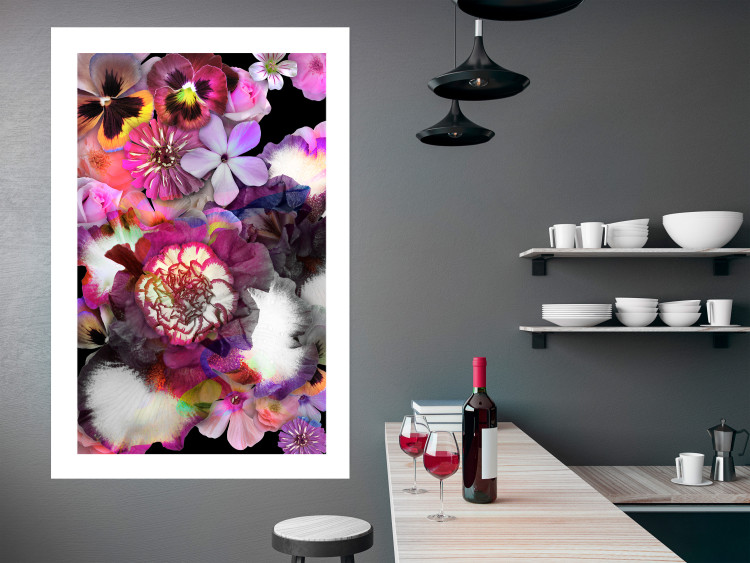 Poster Harmony of Colors - composition with various colorful flowers on a black background 117997 additionalImage 9