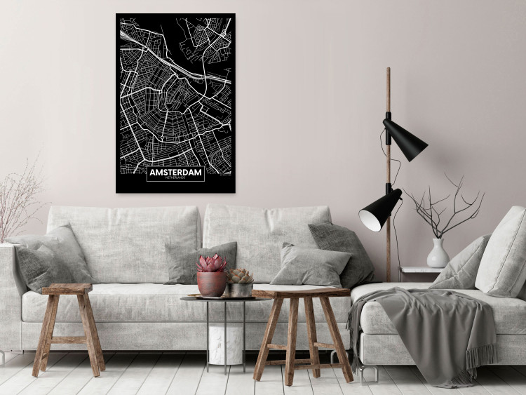 Canvas Print Amsterdam - map of the Dutch capital in a minimalist style 118097 additionalImage 3